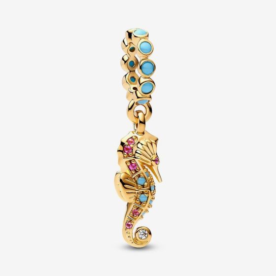 PANDORA 14ct Gold Plated Crystal Seahorse Charm