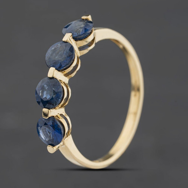 Second Hand 9ct Yellow Gold Sapphire Four Stone Ring