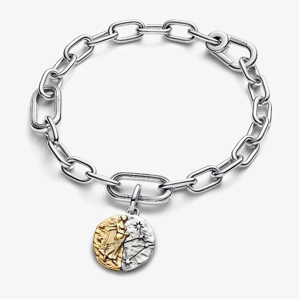 PANDORA 14ct Yellow Gold Plated Sterling Silver Crystal Virgo Zodiac Medallion Charm