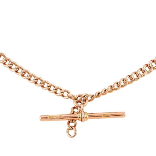 9ct rose gold Albert T-bar chain necklace