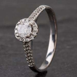 Diamond Halo Cluster Second Hand Engagement Ring