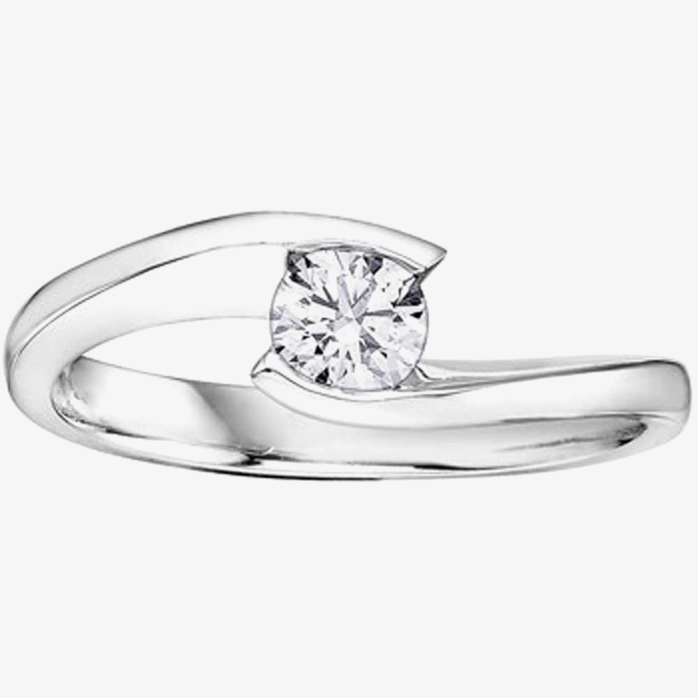 Platinum Tension Set 0 25ct Diamond Twist Solitaire Ring 1808p 25 T H Baker Family Jewellers