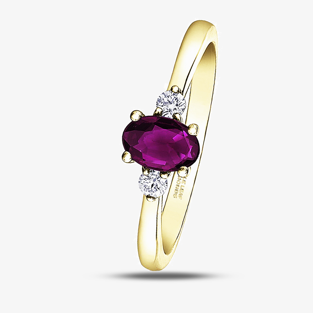 Telford Th Baker Jewellers 9ct Yellow Gold Ruby Diamond Trilogy