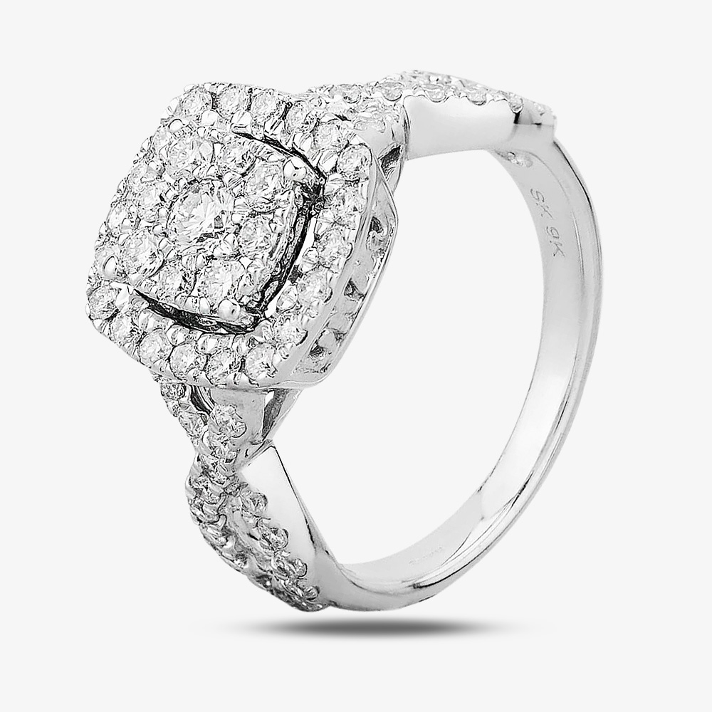 9ct White Gold Diamond Cluster Ring