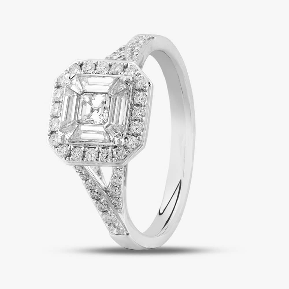 18ct White Gold Multi-Cut Cluster Ring