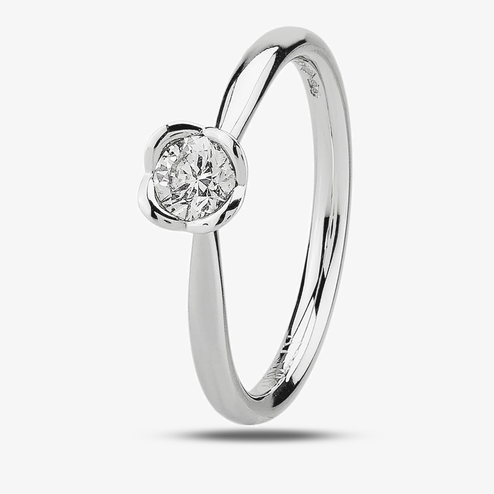 Platinum Flower Mount Solitaire Diamond Ring