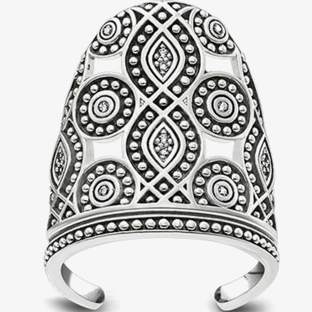 Thomas Sabo Sterling Silver Oxidised Nail Ring Tr94 643 14 46 T H Baker Family Jewellers