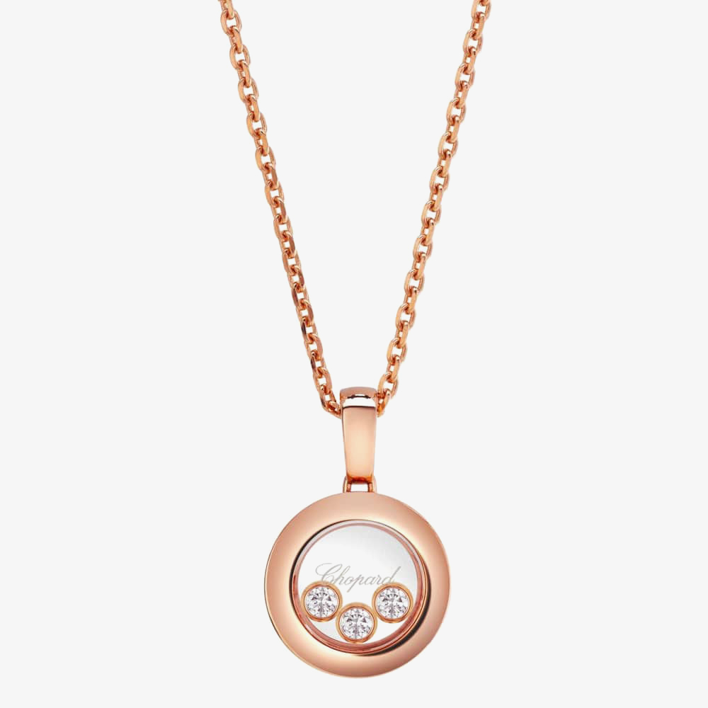 Chopard 79A018-5001 Happy Diamonds 18ct Rose Gold Circle Necklace