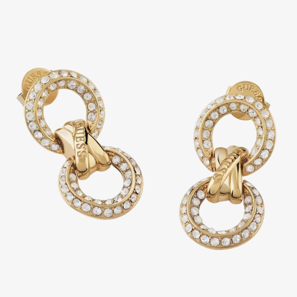 Guess JUBE04061JW Knot You Gold Crystal Double Hoop Knot Earrings