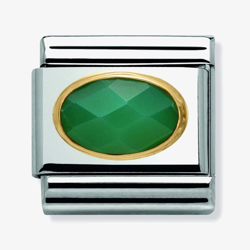 Nomination CLASSIC Gold Oval Stones Green Agate Charm 030502/27