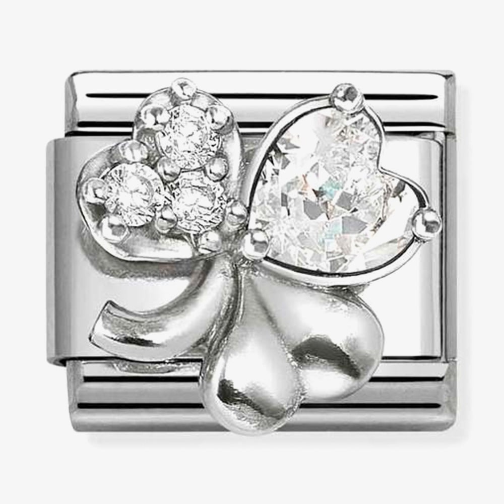 Nomination Classic Symbols White Sparkling Clover Charm 330322/12