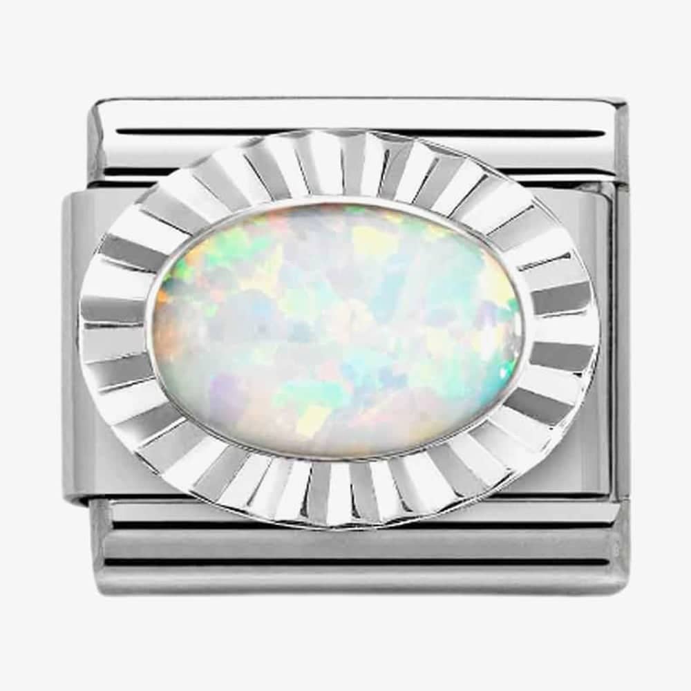 Nomination CLASSIC Composable Oval White Opal Fluted Bezel Charm 330507/07