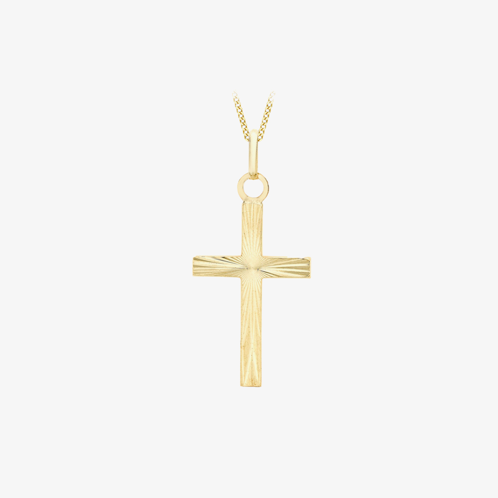 9ct Yellow Gold Diamond-Cut Cross 