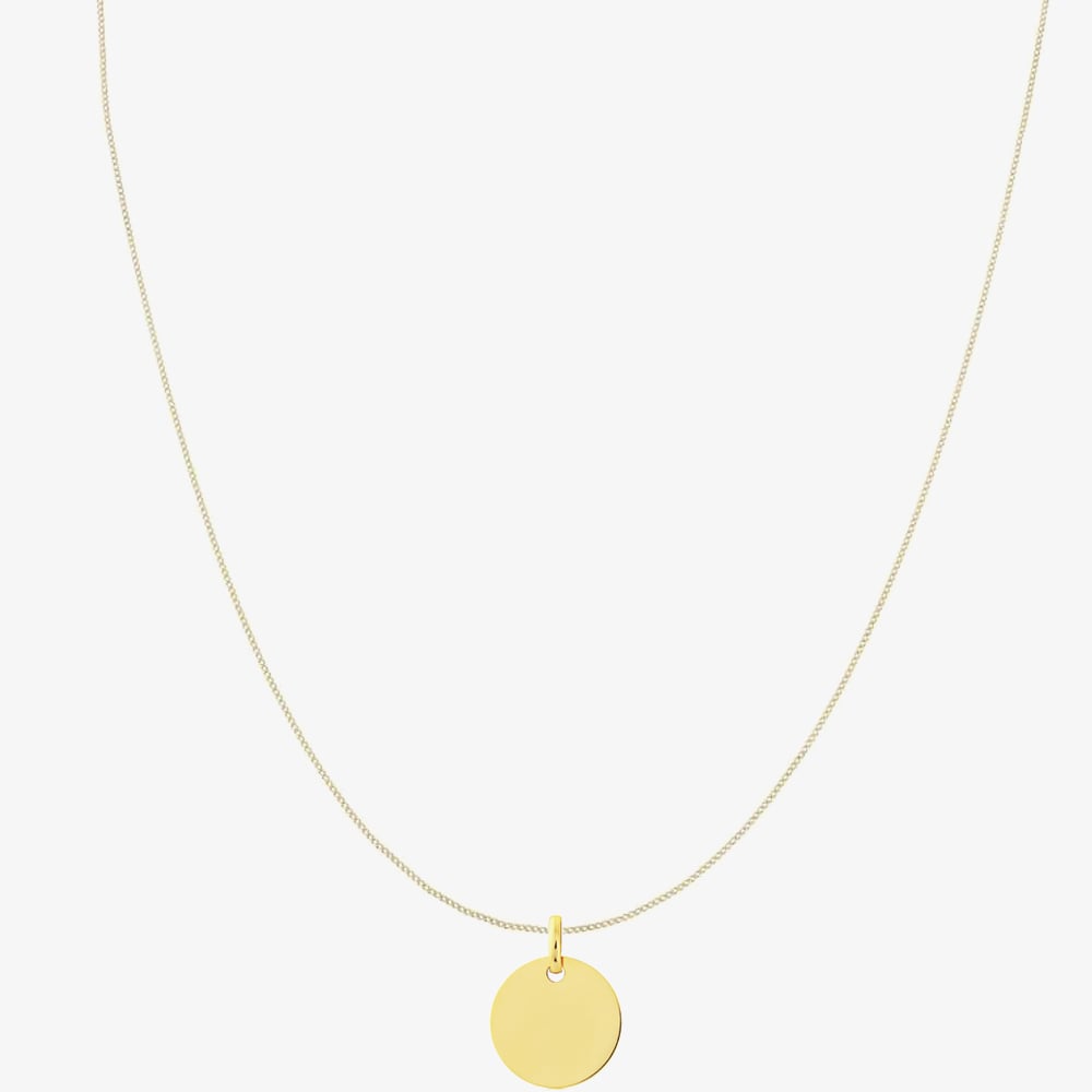 9ct Yellow Gold Plain Round Disc 