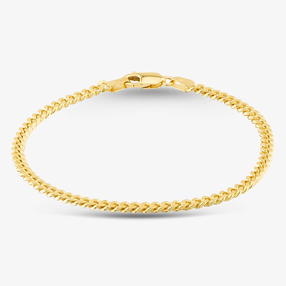 9ct Yellow Gold Mini Curb Chain Bracelet SCCD-375-9Y-7.5