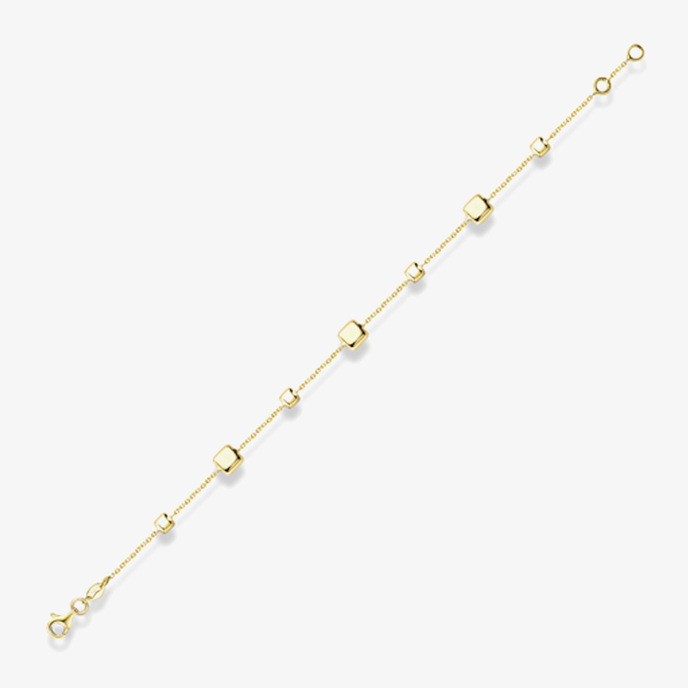 9ct Yellow Gold Polished Square Link Bracelet CA011-07 - Image 1