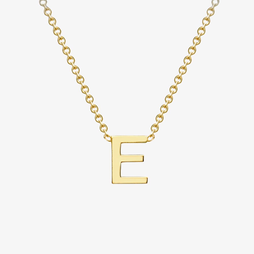 9ct Yellow Gold Mini Initial E Necklace