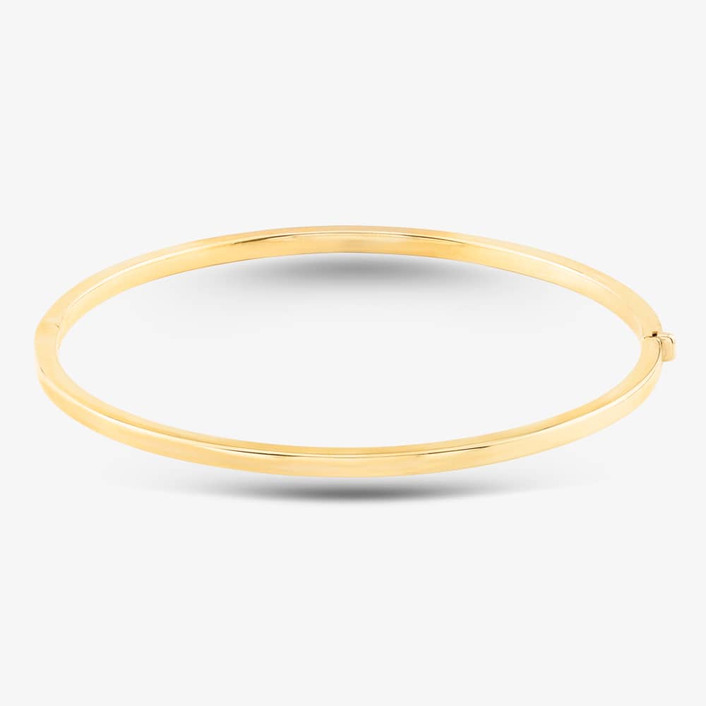 9ct Yellow Gold Plain Oval Hinged Bangle BN375