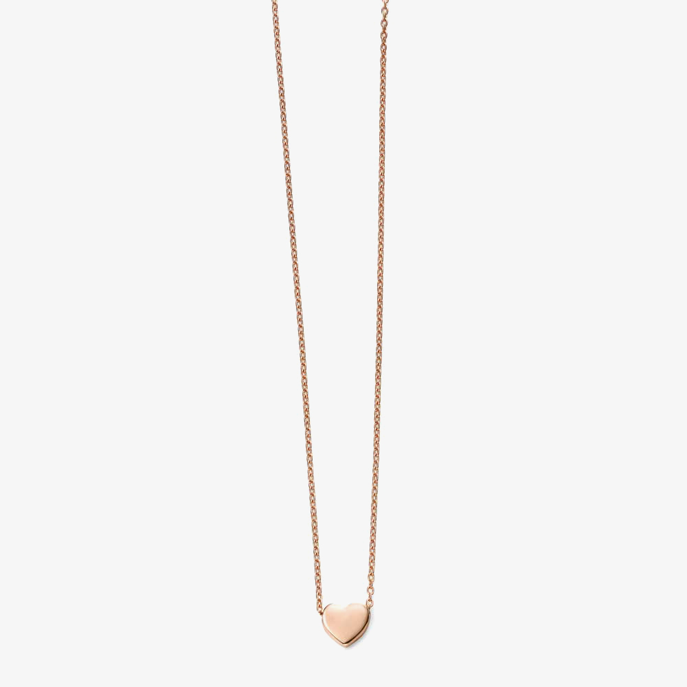 9ct Rose Gold Heart 17 Inch Necklace