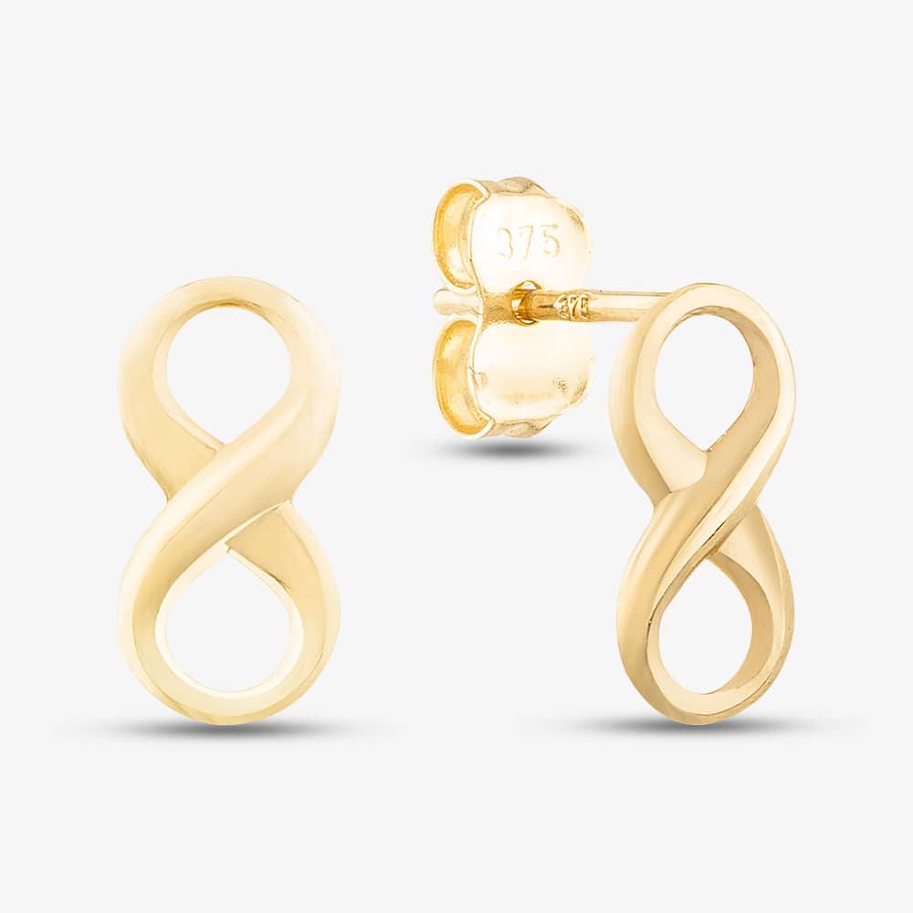 9ct Gold Infinity Stud Earrings