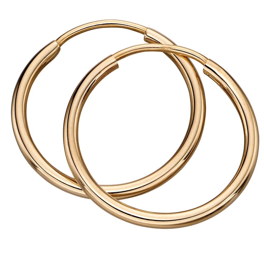 9ct Gold 15mm Sleeper Hoop Earrings GE2216 T.H. Baker Family Jewellers