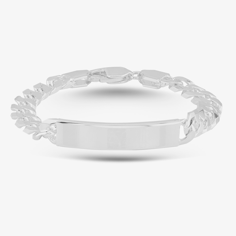 Sterling Silver Curb Chain ID Bracelet