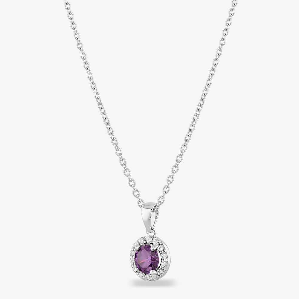 Starbright Sterling Silver Cubic Zirconia Halo Pendant Necklace P8210 AM