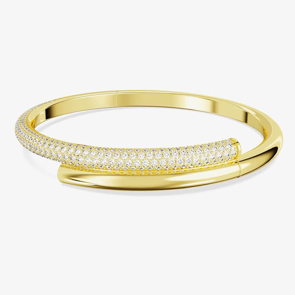 Swarovski Dextera Magnetic Closure Gold Tone Plated Hinged Bangle 5674980 (S)