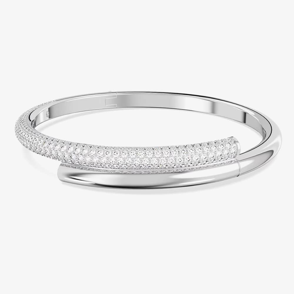Swarovski Dextera Magnetic Closure Hinged Rhodium Plated Bangle 5674982 (S)