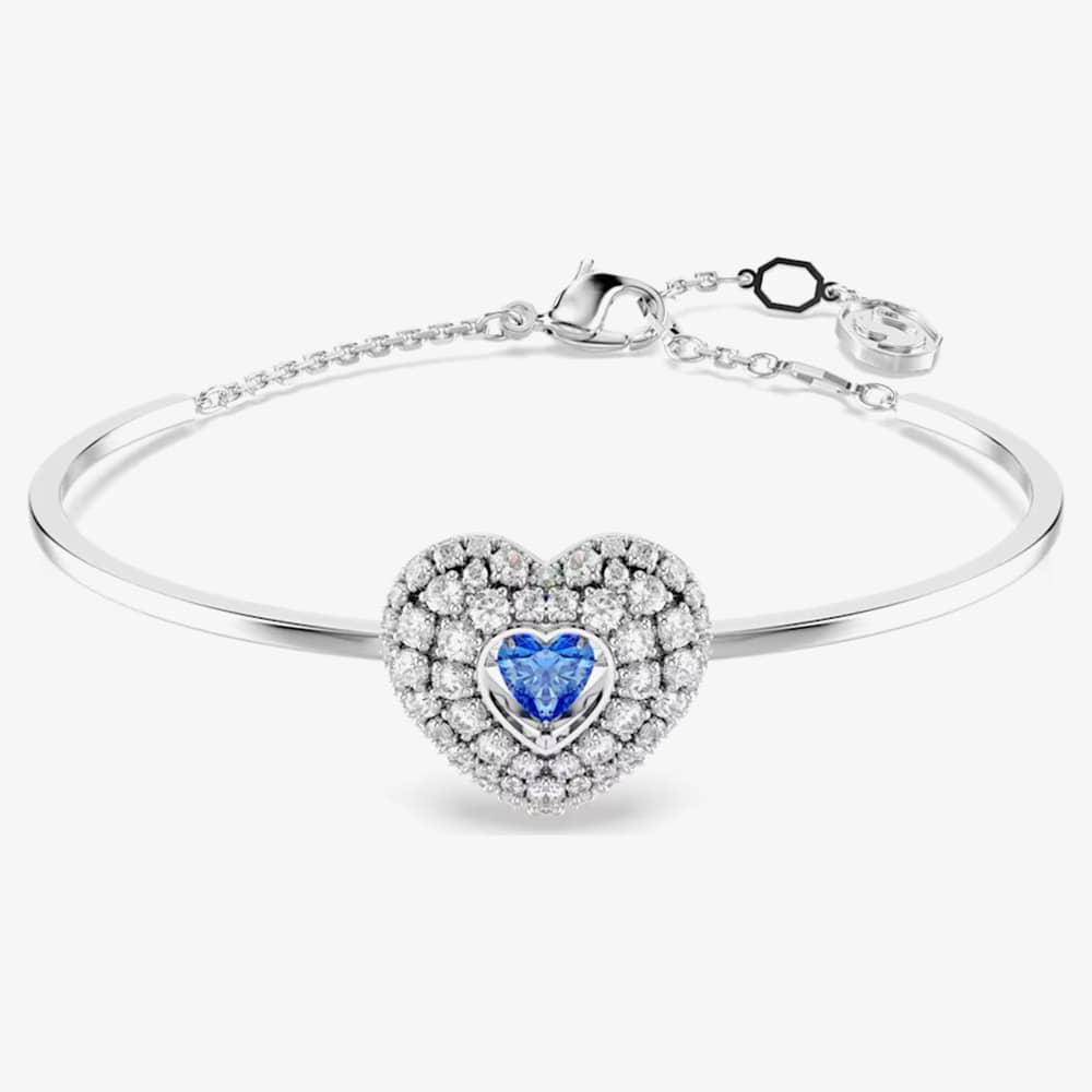 Swarovski 5680393 Hyperbola Rhodium Plated Blue Heart Bracelet 