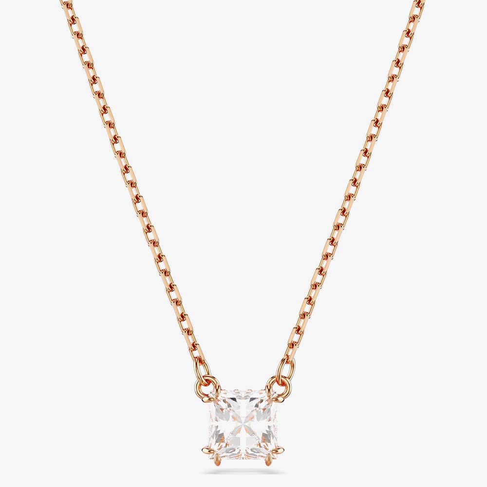 Swarovski 5701904 Stilla Rose Gold Tone Plated Square Necklace