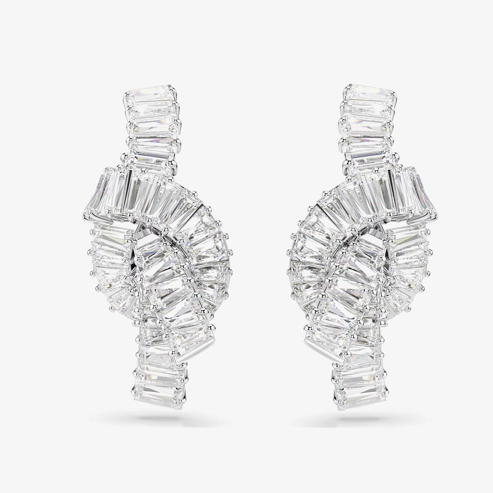 Swarovski Matrix Rhodium Plated White Zirconia Knot Stud Earrings 5727040