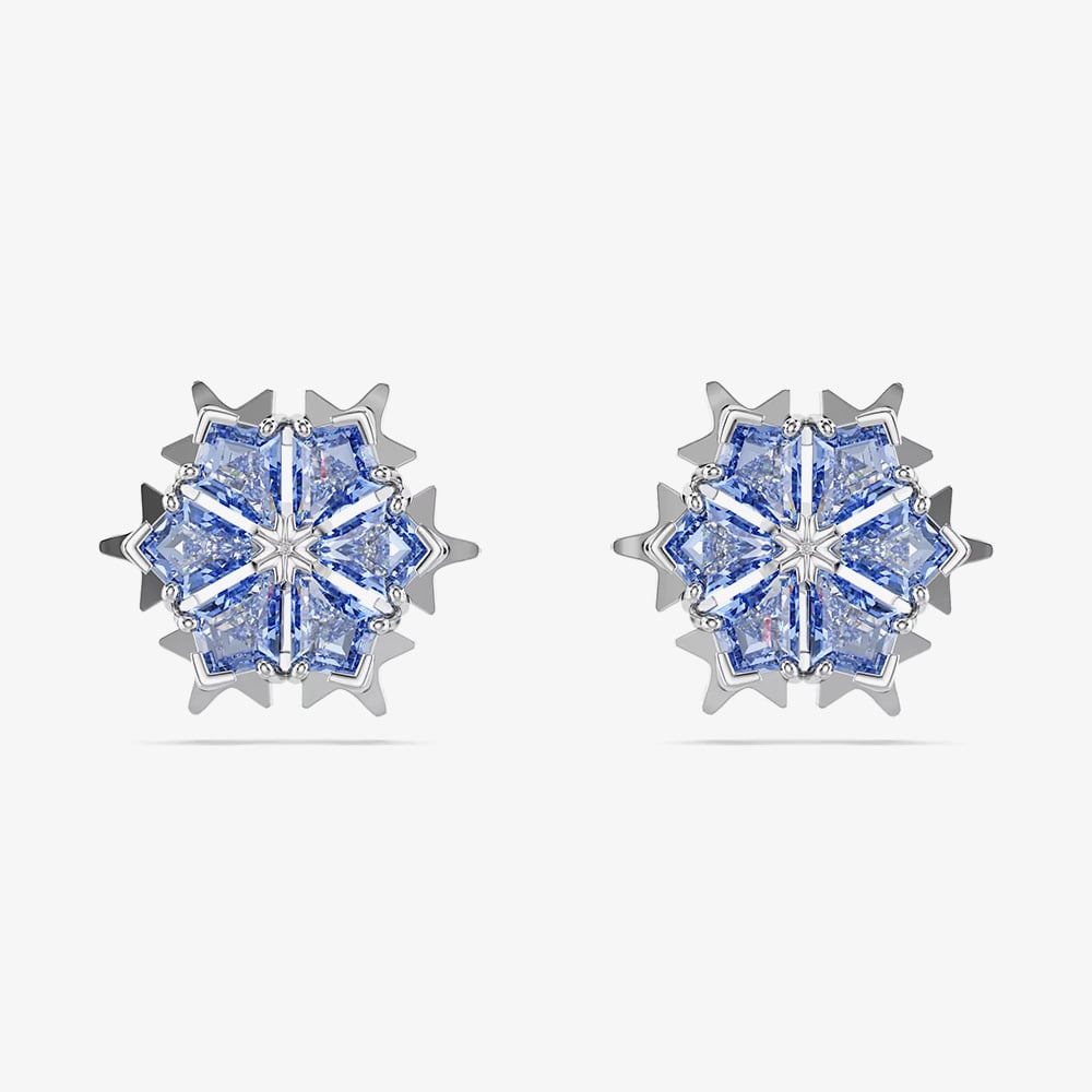Swarovski 5734242 Magic Rhodium Blue Zirconia Snowflake Earrings