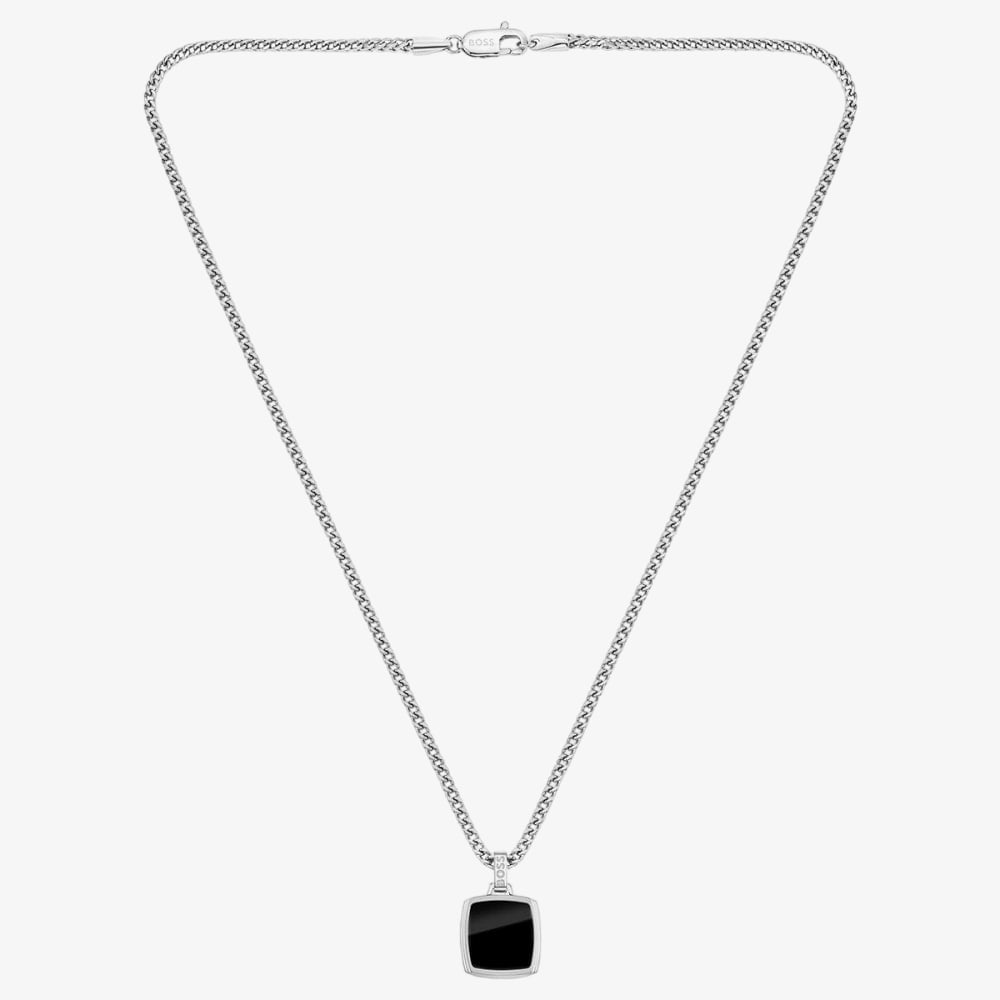 BOSS Odell Black Sqaure Pendant Chain Necklace 1580648