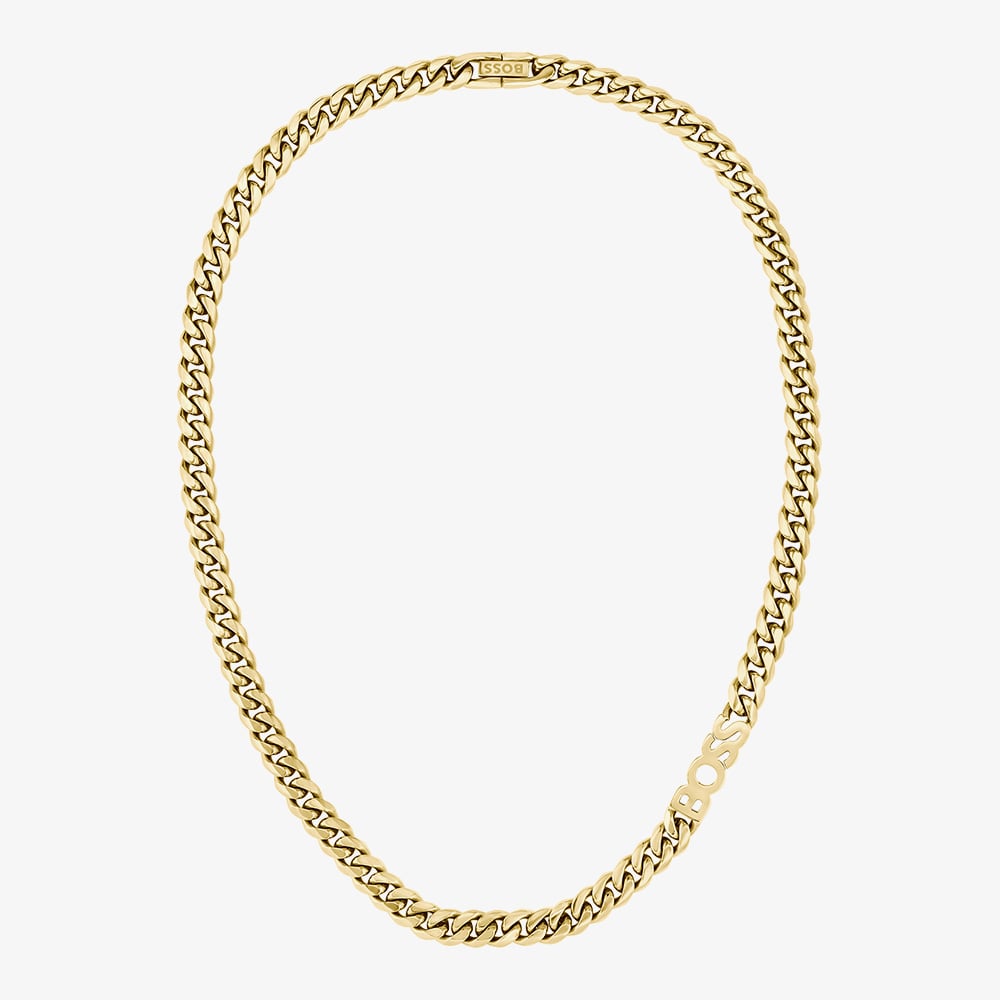 BOSS Kassy Gold Tone 8mm Logo Chain Necklace 1580770