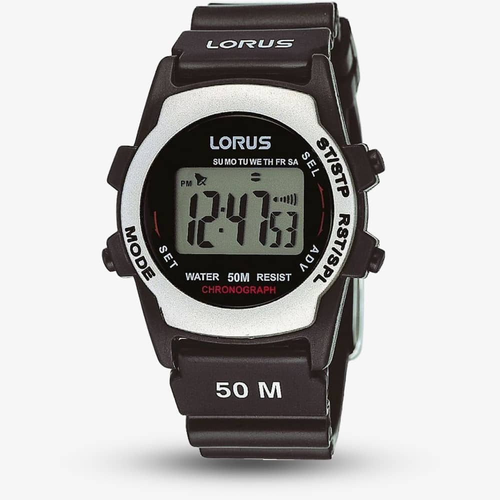 Lorus Mens Black Digital Watch  R2361AX9