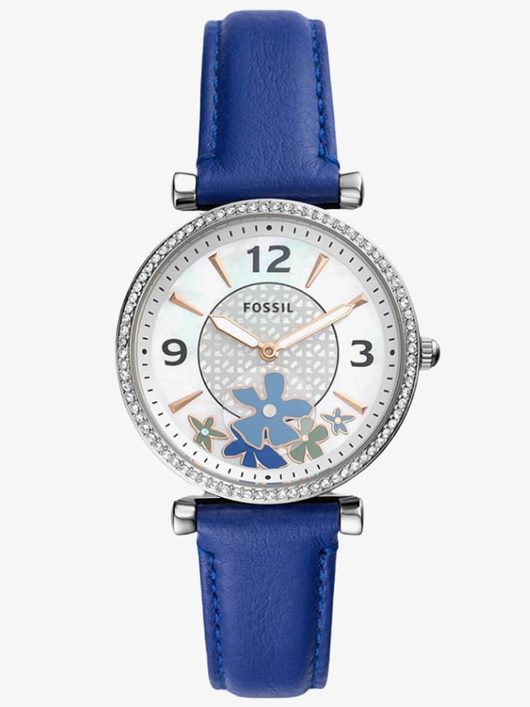 Fossil Ladies Carlie Blue Flower Dial 