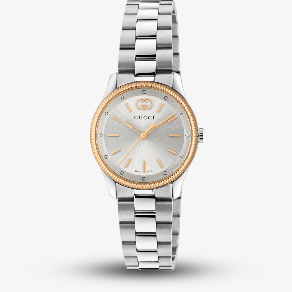 Gucci YA1265070 Ladies G-Timeless Rose Gold Bezel Watch thbaker