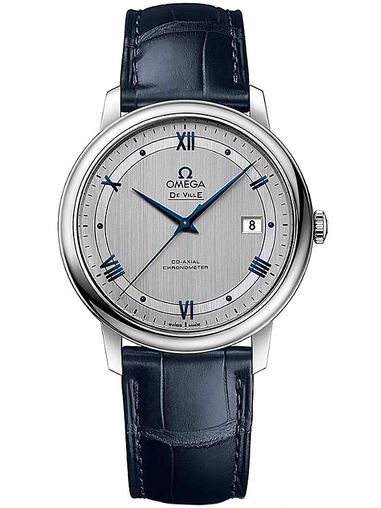 OMEGA Mens De Ville Prestige Blue Leather Strap Watch 424.13.40.20.02.003 T.H. Baker Family