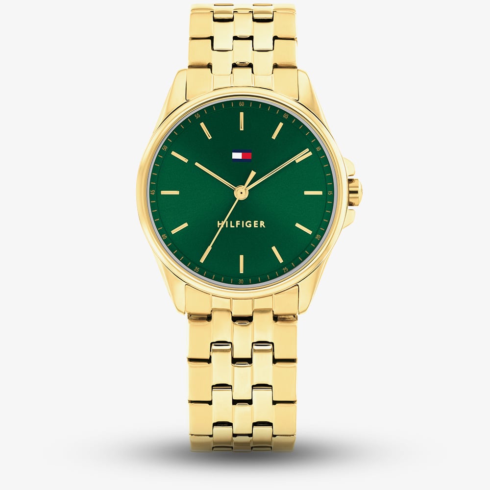 Tommy Hilfiger Ladies Jade Gold Tone Green Dial Watch 1782799