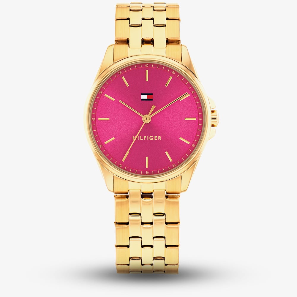 Tommy Hilfiger Ladies Jade Gold Tone Pink Dial Watch 1782854