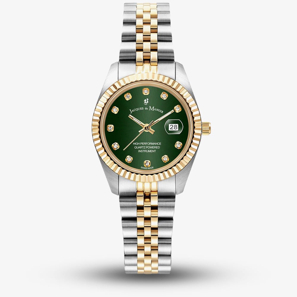 Jacques du Manoir Ladies Inspiration Elegance Two Tone Green Dial Watch JWL01206