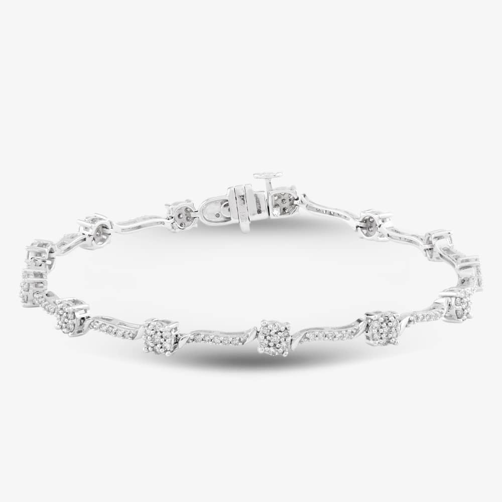 Second Hand 9ct White Gold 1.00ct Brilliant Cut Diamond Bracelet 4307127