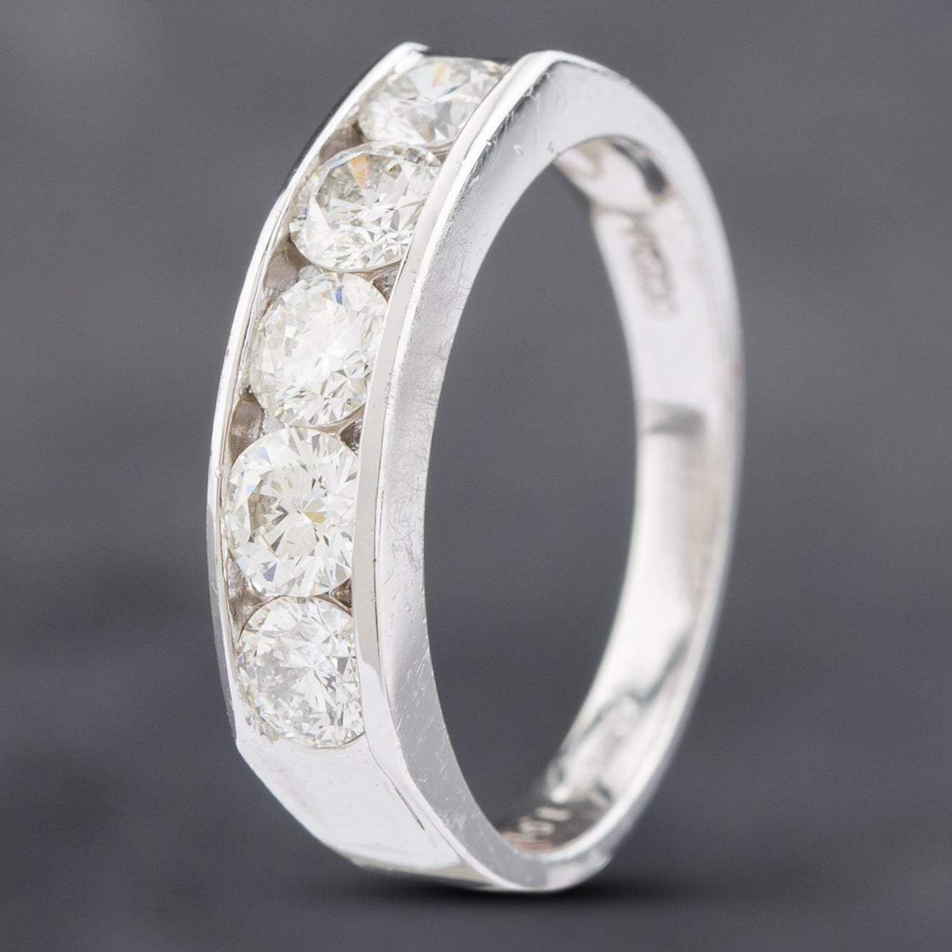 Second Hand Platinum 1.01ct Brilliant Cut Diamond Channel Set Five Stone Ring 43121189