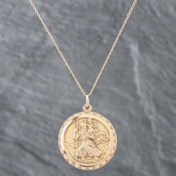 Old English Jewellers Geschenk 9 Karat Gold Halskette Mit St. Christopher Anhänger – 18 Zoll, Made In GB Christ Ring Gold