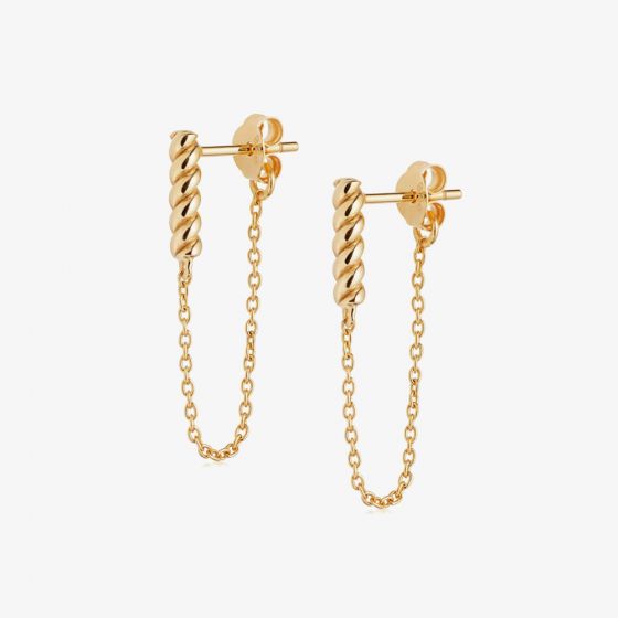 Daisy London EB8022 Stacked Gold Plated Rope Chain Drop Earrings