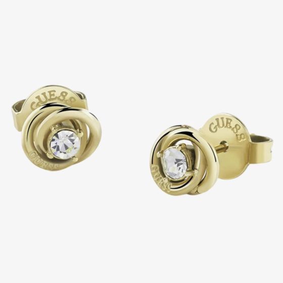 Guess JUBE04065JW Perfect Gold Plated Crystal Knot Stud Earrings ...