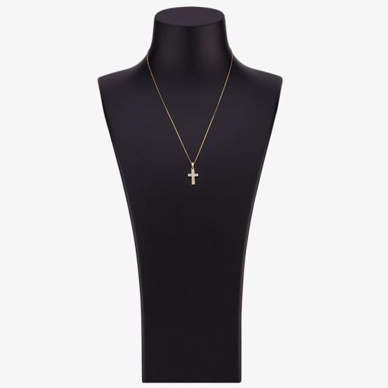 9ct Yellow Gold Channel-set Cubic Zirconia Cross - thbaker.co.uk