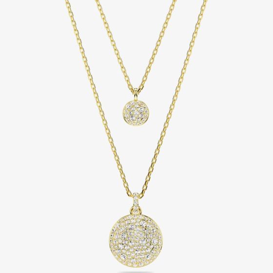 Swarovski 5683442 Meteora Gold Tone Plated Layered Pendant Necklace ...