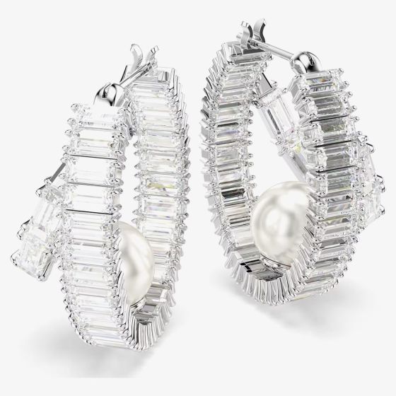Swarovski 5720868 Capsule White Crystal & Pearl Hoop - thbaker.co.uk